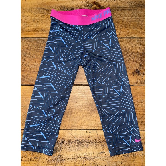 Nike Pants - Womens Nike Pro Cropped Capril Soft Gray Pink Size S
